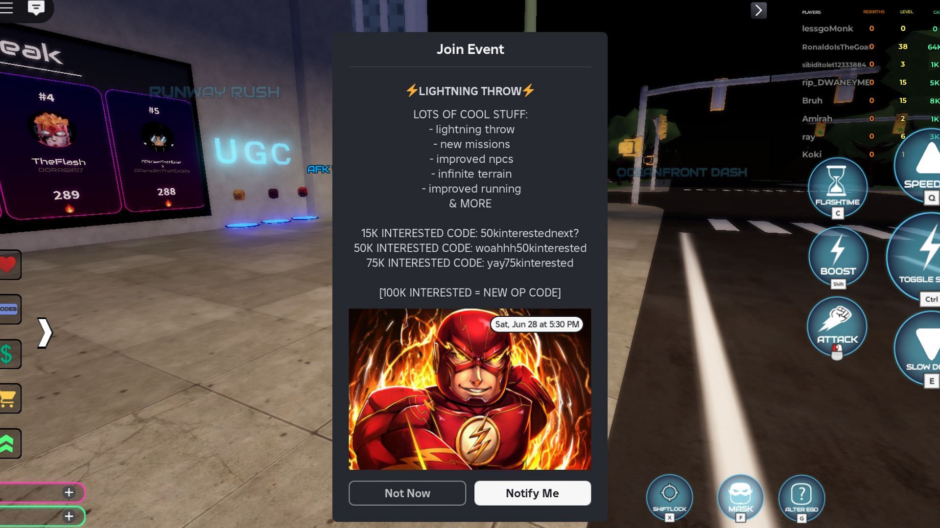 Most events in Flashpoint: Worlds Collide occur on weekends (Image via Roblox)
